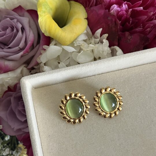 Green Cat Eye Earrings
