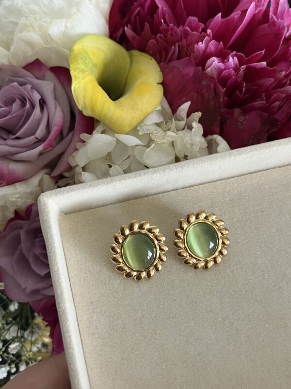 Green Cat Eye Earrings