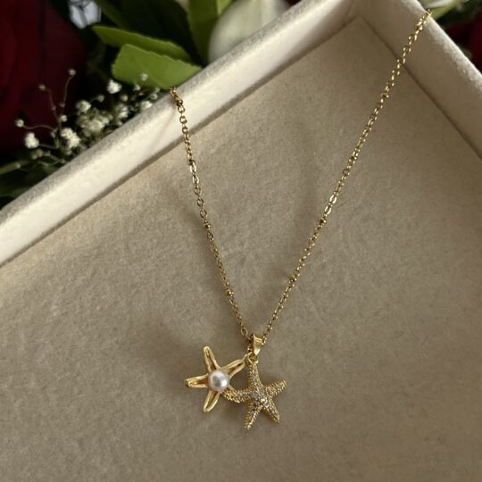 Hidden Pearl Starfish Necklace