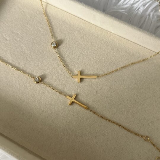Diamond Cross Bracelet and Necklace
