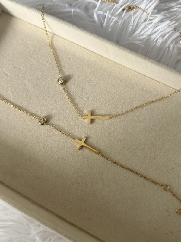 Diamond Cross Bracelet and Necklace