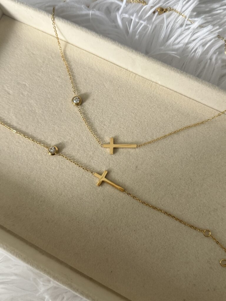 Diamond Cross Bracelet and Necklace