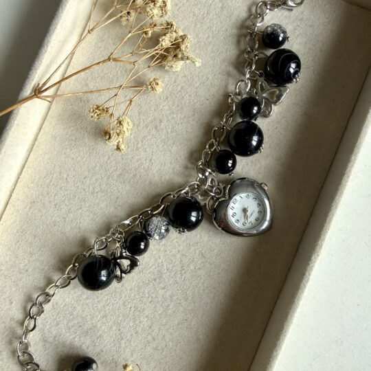 Heart and Butterflies Charm Watch Bracelet