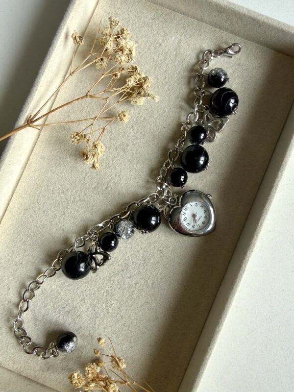 Heart and Butterflies Charm Watch Bracelet