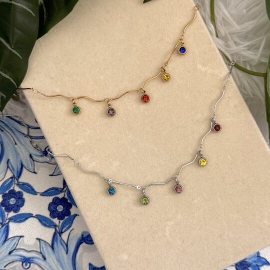 Colourful Dainty Diamond Necklace