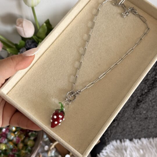 Strawberry Murano Necklace