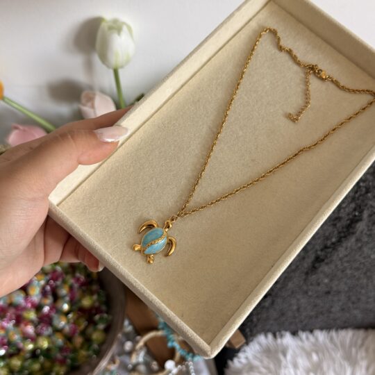 Light Blue Turtle Necklace