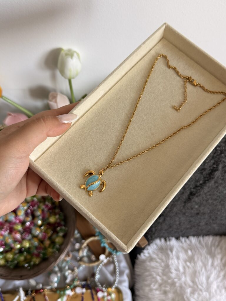 Light Blue Turtle Necklace